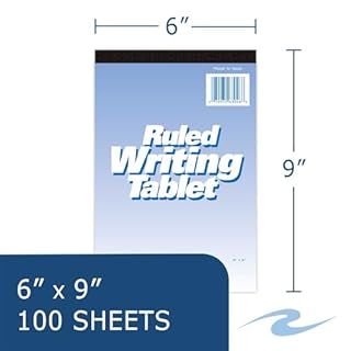 Roaring Spring 6"x9" Writing Tablet, 100 Sheets 15# White Paper, Wide Ruled, Heavy Back Board, Top Edge Bound
