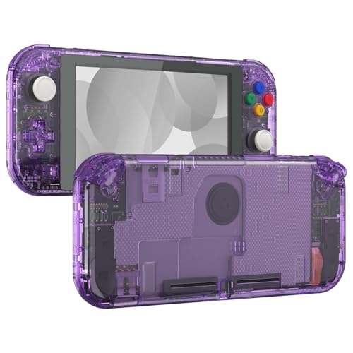 Image of eXtremeRate Crystal Clear Atomic Purple DIY Replacement Shell for Nintendo Switch Lite, NSL Handheld Controller Housing w /Screen Protector, Custom Case Cover for Nintendo Switch Lite - No Controller
