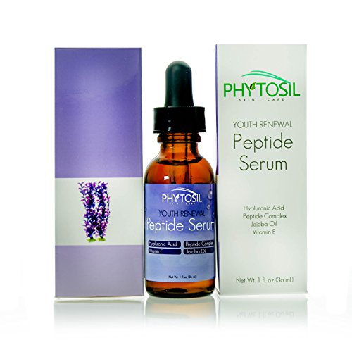 BEST Peptide Face Serum. Contains 14 Peptides, Hyaluronic Acid, Jojoba Oil, Arginine - Firms Skin, Diminishes Wrinkles, Builds Collagen, Smooths Creases, Refines Skin Texture – Phytosil – 1 OZ