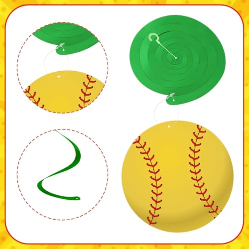 Image of 54Pcs Softball Hanging Swirls Party Decorations Softball Theme Birthday Party Decorations Supplies Sports Ball Cutouts Hanging Swirl Ceiling Streamers for Kids Girls Boys