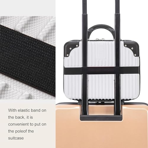 Image of Pvc Portable Hard Shell Cosmetic Travel Case, Small Travel Hand Luggage with Elastic Band, Mini ABS Carrying Makeup Case Suitcase (Black & White)