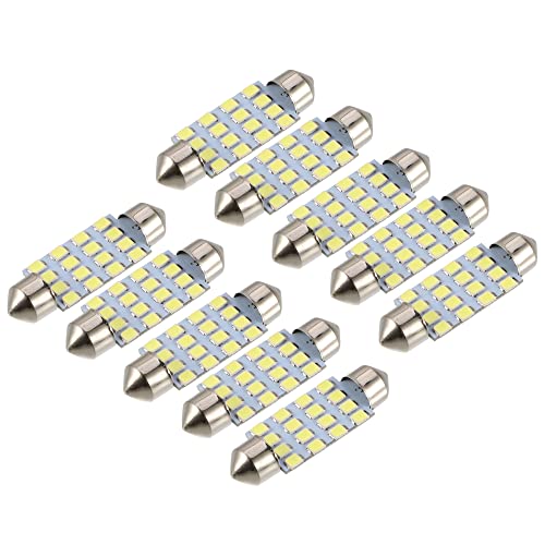 A Absopro 211 212 2835 Chipset 16-Smd 6000K 41Mm Car Led Bulb Interior Festoon Door Dome Map Trunk Cargo Courtesy Glove Box Light Bulbs Plastic Aluminum White Light (Set Of 10) #TOP30