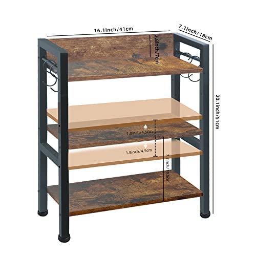Outbros Countertop Shelf Organizer, 3 Tier Standing Kitchen Spice Rack, Desktop Storage Shelves With 4 Hooks, Coffee Counter Organizer, For Office, Living Room, Bathroom, Dining Room #TOP6