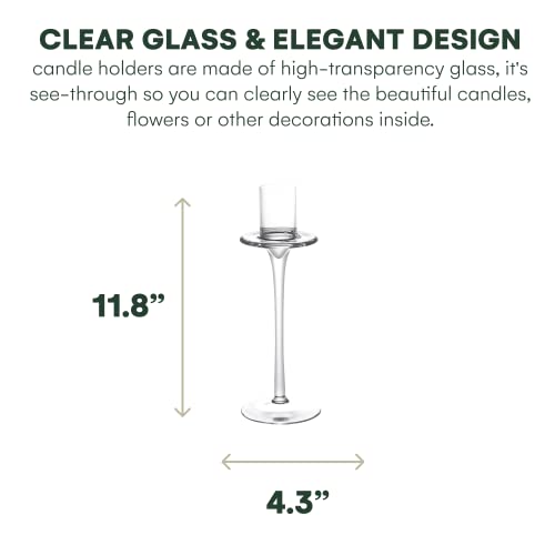 Dawhud Direct Clear Glass Candle Holder - Candle Stick Holders - Elegant And Versatile Candle Holders For Pillar, Floating, And Led Candles - Set Of 3, White Transparent - 30X11X11Cm #TOP2