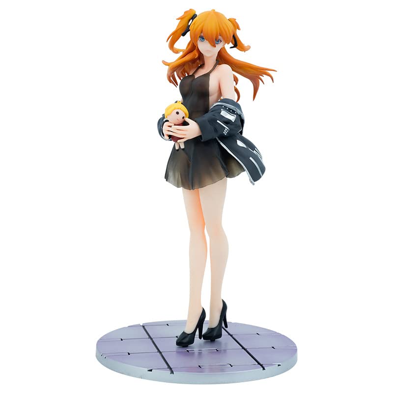 Gooyeh Asuka Langley Soryu Figurines Asuka Langley Soryu Black Dress Figurine Anime Statue Model Office Decorations Home Decoration Birthday Gift 25cm Toys