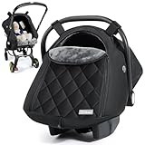 Orzbow Baby Car Seat Cover Winter - Waterproof Carseat Cover for Doona Car Seats and Strollers, Breathable Infant Carseat Canopy with Zipper Access, Rain and Wind Proof, Winter Baby Essentials, Black