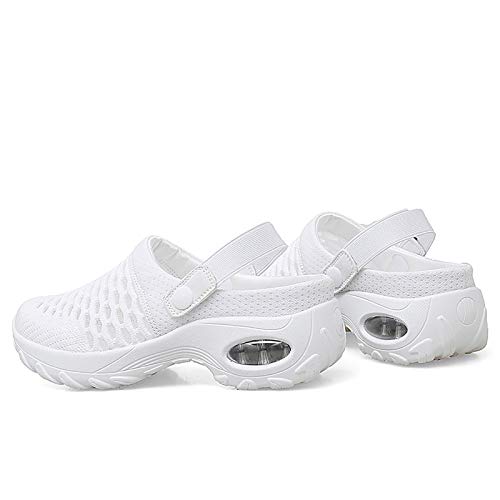 Image of Trsorini Mules Clogs for Women Summer Air Cushion Platform Mesh Mules Sneaker Sandals for Female Lightweight Beach Shoes Outdoor Slippers Walking Shoes