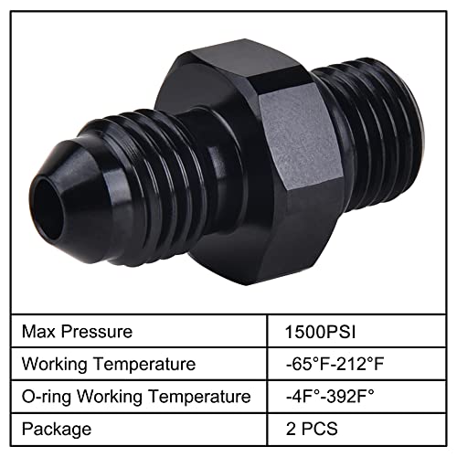 Image of EVIL ENERGY AN4 4AN Flare to 4AN ORB Male O-ring Boss Fuel Pump Rail Adapter Fitting Aluminum Black Pack of 2