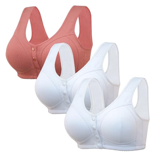 Sujetador de lencería para mujer, tirantes ajustables, sujetadores de cobertura completa, cómodos sujetadores inalámbricos sin aros, Rosa intenso., 50