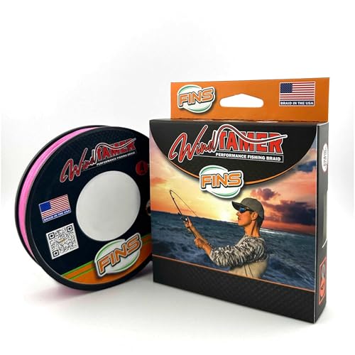 FINS Windtamer Braided Fishing Line, 4-End Round Braid, No Wind Knots, Low Memory, No Stretch, Freshwater & Saltwater, Spinning & Baitcasting