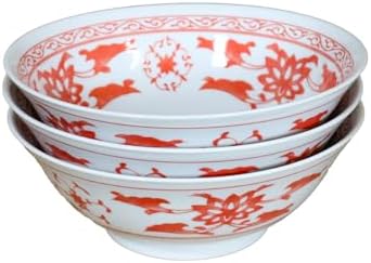 キャッスルエンタープライズ(Castle Enterprise) (Amazon.co.jp Exclusive) Commercial Set Warori Marukodai Ramen Rice Bowl 6.3 Chinese Red Orchid (Set of 3) image 4