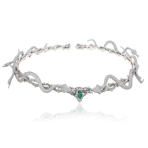 CoTeeZa Medusa Snake Crown for Wemen - 7.8 Silver Snakes Thorn Headpiece for Greek Goddess Accessories Gothic Queen Elven Circlet for Renaissance Halloween Cosplay Costume