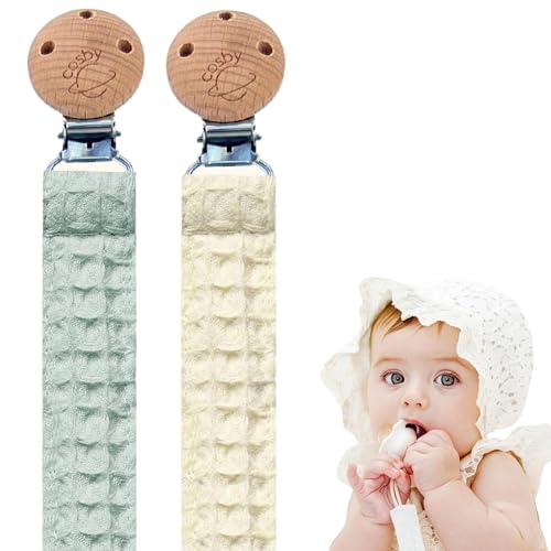 Image of Pacifier Clip Nordic Design Neutral Colors for Girls and Boys - 2 Units Pacifiers Binky Clips with Soft Texture for Baby Boy and Girl Paci Newborn Infant Essentials Accessories Premium Binkies