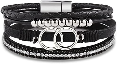 Btysun Wrap Bracelets for Women Layered Gifts for Women Boho Leather Bead Bracelet Jewelry