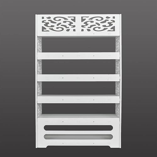 Miniatura 9 de Organizador de zapatos apilable de madera y plástico con seis niveles de almacenamiento tallado, ideal para la entrada del hogar o solución de