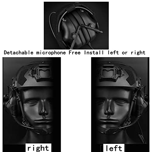 Hdlsina Helmet-Type Tactical Headset + With U94 Ptt 2Pin With Arc Rail Adapter Compatible Ops-Core Fast Helmet Ach Helmet Mich Helmet For Airsoft Hunting Shooting (Black) #TOP6