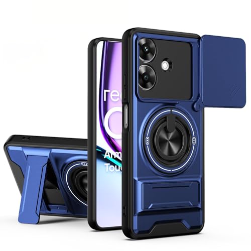 �Ή��@�� Realme Note 60 / 60x / N61 / C61 4G (India) �g�уP�[�X,�f���A���X�^���h�A�����Y�ی�X���C�h�J�o�[�A�}�O�l�b�g���ی�P�[�X Blue
