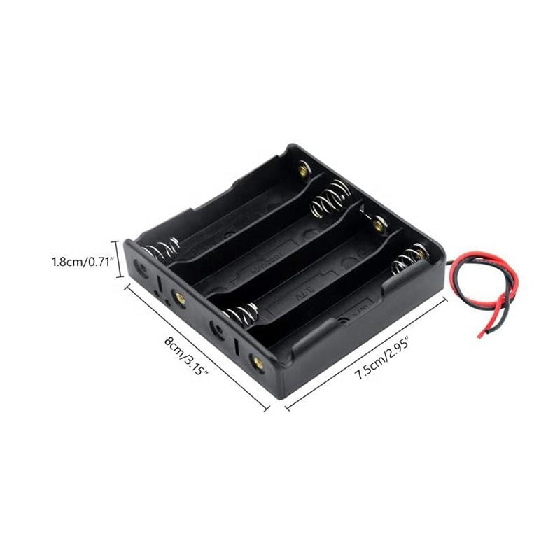 Image of Pack of 4-18650 Cell Lithium Battery Holder - for 3.7V li-ion Plastic case with Lead Wire Hard pin Spring Retention - Black