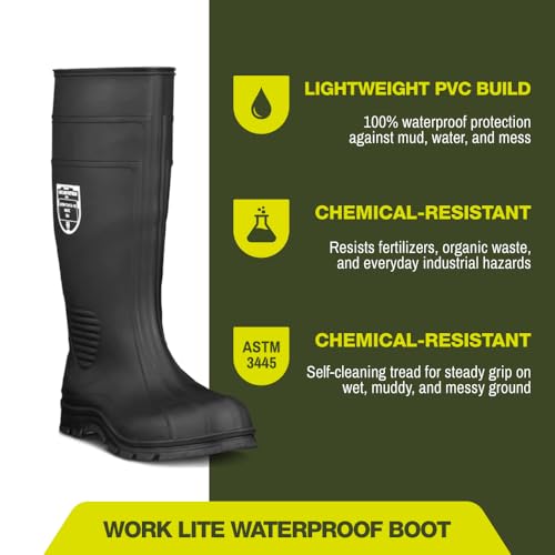 Heartland Work Lite Waterproof Work Boots for Men and Women - Lightweight, Flexible Steel Toe Boots with Easy On/Off, Slip-Resistant Outsole3