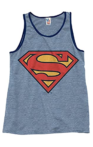 Junk Food Super Logo Adult Heather Blue Tank - Thumbnail 4