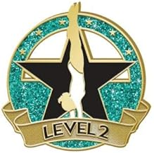 Crown Awards Level 2 Glitter Gymnastics Pin - Blue Gymnastics Lapel Pins