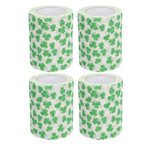 Image of Vaguelly 4 Rolls Green Toilet Tissue Paper Roll with Strong Absorbency for Bathroom Use, Versatile Paper Material Multiroll Pack for Desk Tray and St Patrick's Day Party Favors