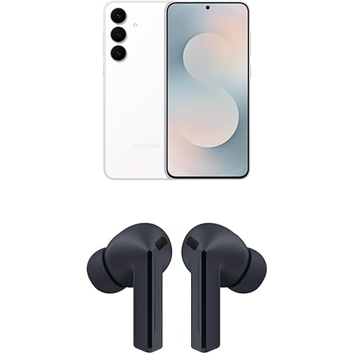 Samsung Galaxy S25 FE 256GB Unlocked AI Smartphone, White w/Galaxy Buds 3 FE True Wireless Bluetooth Earbuds, Black