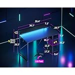 MOTPK Gaming Desk with Led Lights & Power Outlet, 40 Inch Small Gaming Computer Desk with Shelves, Reversible Gamer Desk Table with Adjustable Monitor Stand & Headphone Hook, Carbon Fiber Texture - Image 3