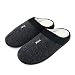 FUNKYMONKEY Men's Winter Warm Slippers Cashmere Upper Berber Fleece Lined Anti-Skid Comfort House Shoes (11 M US, Balck) Black