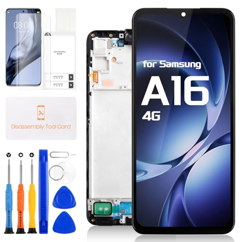 Écran pour Samsung Galaxy A16 4G avec châssis noir et kit outils inclus