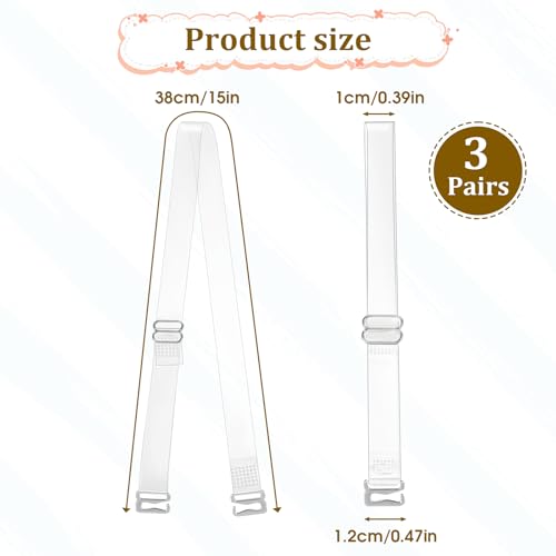 Image of KALIONE Clear Bra Straps, Invisible Non-slip Transparent TPU Adjustable Shoulder Replacement Straps for Women Girls