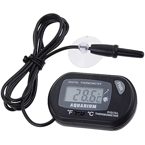 Mesee Aquarium Thermometer, LCD Digital Electronic Thermometer with Suction Cup Water Thermograph for Fish Tank Terrarium Marine Reptile Habitat Measuring Temperature Cover