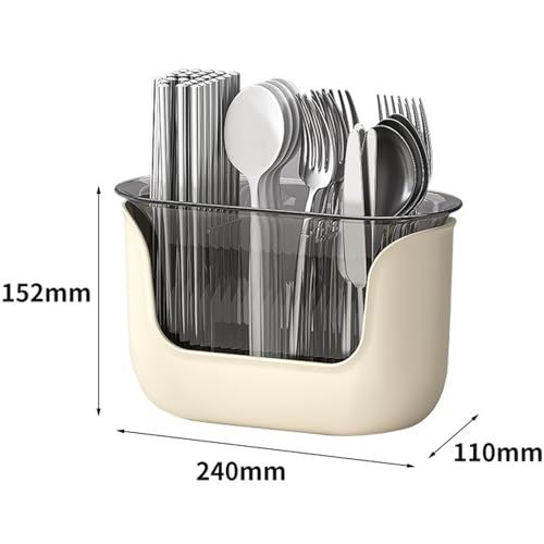 Portautensili per Posate,Scolapiatti Multifunzionale con 3 Scomparti e Scarichi per Portaposate, Forchette, Coltelli, Cucchiai, Ideale per Lavello da Cucina, Piano di Lavoro - immagine 4