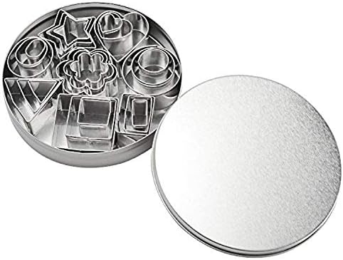 24-Piece Stainless Steel Mini Geometric Shaped Cookie Biscuit Cutter Set Square Heart Triangle Round Flower Star Baking Metal Molds to Cut Out Pastries,Dough,Pie Crust,Fruit,Fondant & Clay(Rectangle)