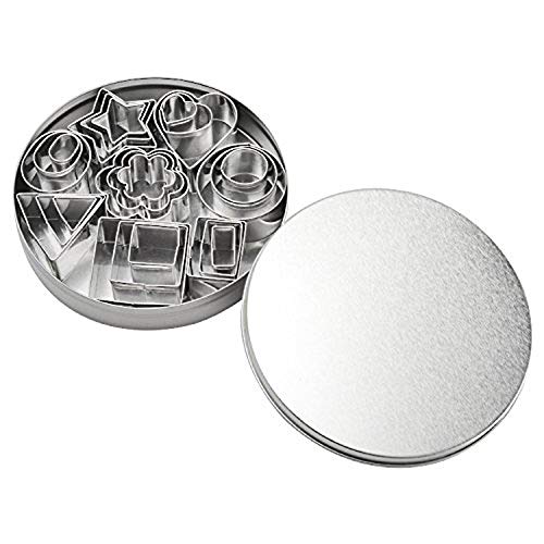 24-Piece Stainless Steel Mini Geometric Shaped Cookie Biscuit Cutter Set Square Heart Triangle Round Flower Star Baking Metal Molds To Cut Out Pastries,Dough,Pie Crust,Fruit,Fondant & Clay(Rectangle) #TOP3