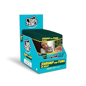 Top tail Adult Wet Cat Food-12 Pouches, 12×85 gm (Above 12 Months) | Shrimp & Real Tuna in Jelly Flavour Healthy & Tasty High Protein Cat Food |Fortified with Vitamins & Minerals