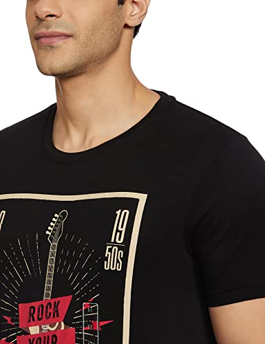 Image of Max Men Cotton Graphic Printed Crew Neck Slim Fit T-Shirt