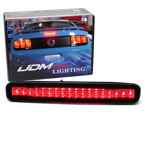iJDMTOY Smoked Lens Chrome Reflector Full LED 3rd Brake Light Compatible With 2005-2009 Ford Mustang, Powered by 16 Super Bright Red LED Emitters