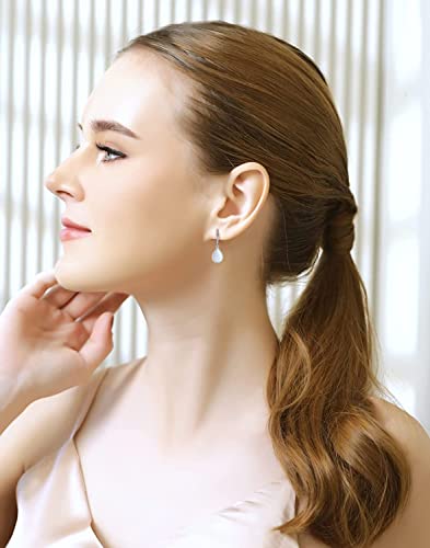 Dangle Earrings for Women Opal: 925 Sterling Silver Teardrop Leverback Earrings October Birthstone Tear Drop Waterdrop Created Earring Jewelry Birthday Gifts for Wife Grandma Girlfriend2