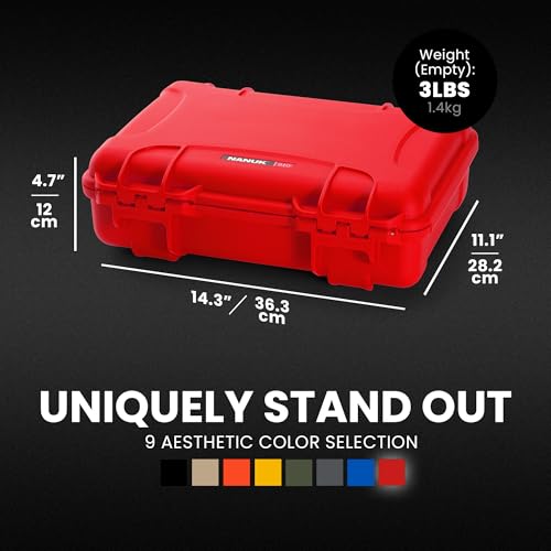 Image of NANUK 910 Empty Waterproof Hard Case - 14.3 inch x 11.1 inch x 4.7 inch, Protective Case for Gear - Impact-Resistant, Dustproof, Airline Carry-On Approved - Made in Canada, Red