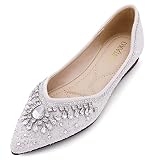 ZQKSEOHS Flats Shoes Women Rhinestone Sequin Wedding Pointed Toe Dress Flat Shoes Comfortable Flats
