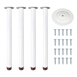 QLLY Table Legs 70cm/27.5 inch Adjustable Metal Desk Legs, 4 Pcs Furniture Legs, DIY Office Table Leg (70cm, White)