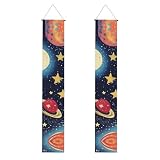 Letrero de bienvenida para interiores y exteriores con diseño de cielo estrellado del universo espacial