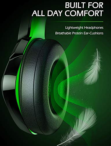 Ziumier Z66 Gaming Headset For Ps4, Ps5, Xbox One, Pc, Wired Over Ear Headphone With Noise Isolation Microphone, Led Rgb Light,Surround Sound For Laptop Computer, Green #TOP3