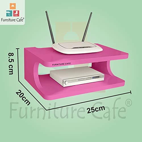 Furniture Cafe Set top Box Stand | WiFi Router Holder Wooden Wall Shelves | Setup Box Stand for Home | Wall Mount Stylish WiFi Router Holder TV Cabinet Living Room Furniture (Color-Pink) 2 41ITTnYCwDL