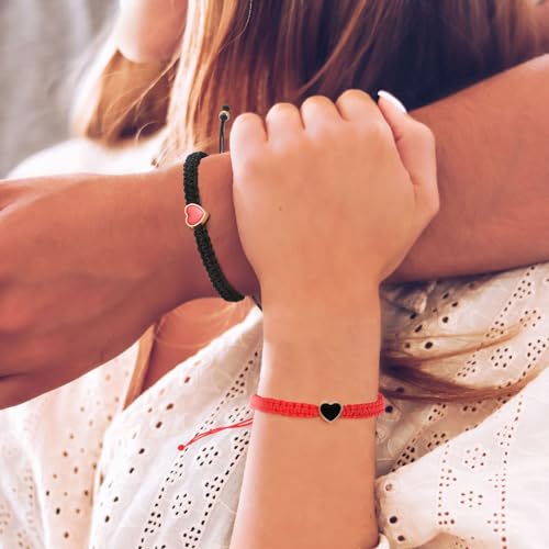 Image of MJartoria Couples Bracelets, Personalized Matching Bracelets for Couples His and Hers, Handmade Rope Braided Rhinestone, Stainless Steel Bracelets for Lover