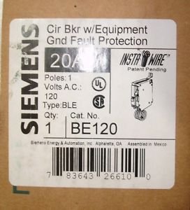 Siemens BLE BE120 30mA GFCI Breaker