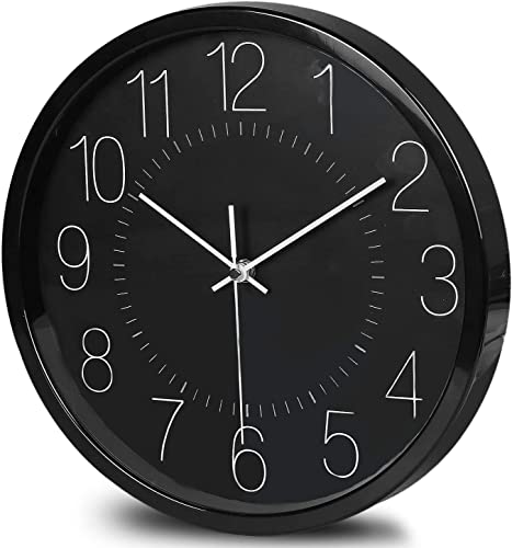 Image of Wall Clock 12 inch Silent Quartz Decorative Wall Clock Non-Ticking Classic Digital Clock Battery Operated Round Easy to Read Handheld Complete Home /Kitchen /Bedroom (427)