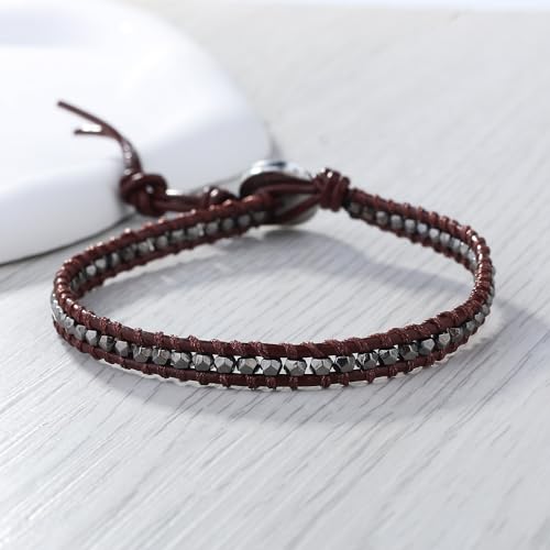 Image of KELITCH Turquoise Beaded Wrap Bracelets Bangle Handmade Charm Chain Strand Bracelet For Women