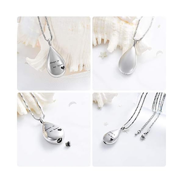 Yinplsmemory-Carved-Teardrop-Keepsake-Ashes-Necklace-Urn-Pendant-Cremation-Memorial-Jewelry Carved Teardrop Keepsake Ashes Necklace Urn Pendant Cremation Memorial Jewelry Always in my heart